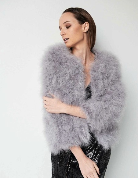 Chaqueta de pluma de avestruz