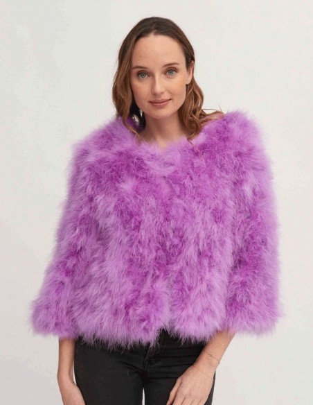 Chaqueta de pluma de avestruz