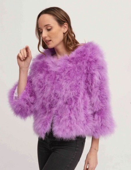 Chaqueta de pluma de avestruz