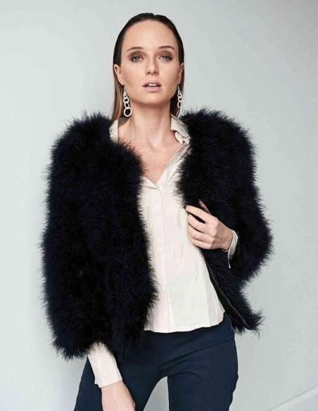 Chaqueta de pluma de avestruz