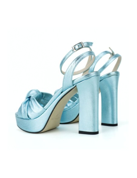 Sandalias de fiesta metalizadas con plataforma y cierre pulsera