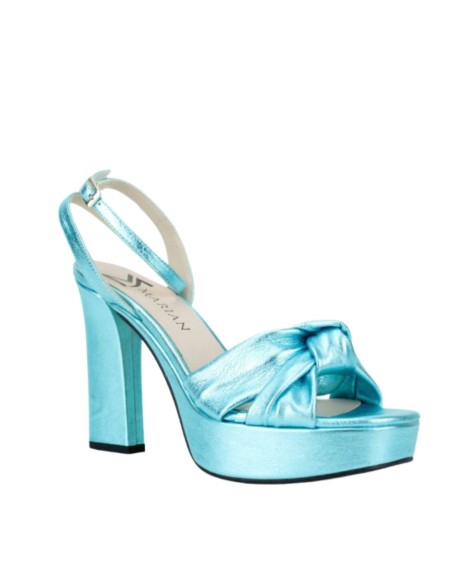 Sandalias de fiesta metalizadas con plataforma y cierre pulsera
