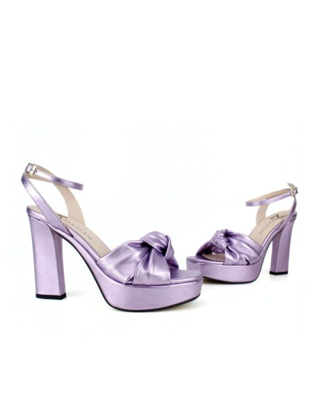 Sandalias de fiesta metalizadas con plataforma y cierre pulsera