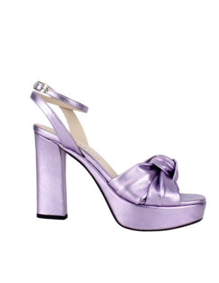 Sandalias de fiesta metalizadas con plataforma y cierre pulsera