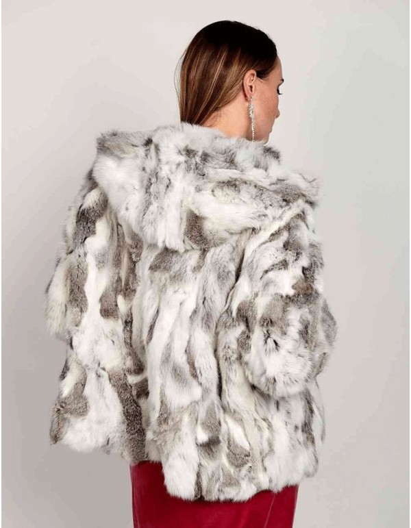 Chaqueta de pelo de conejo blanco 2