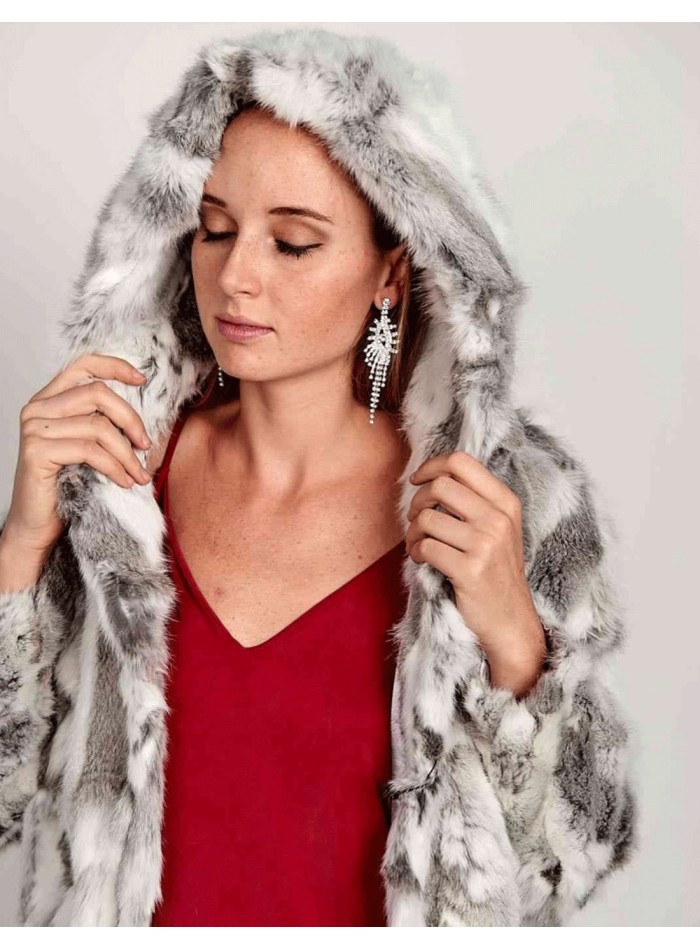 Veste en fourrure de lapin blanche
