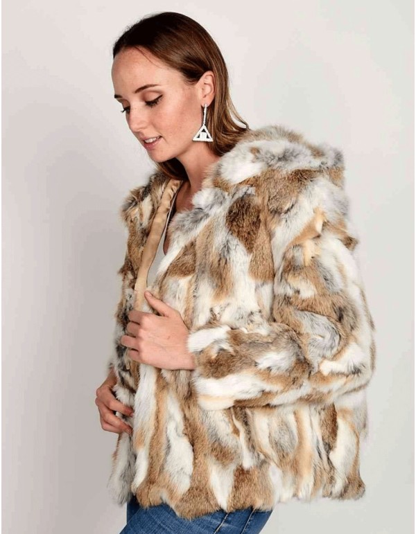 Rabbit fur jacket with hood