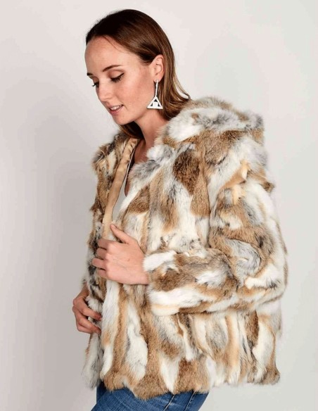 Rabbit fur jacket with hood