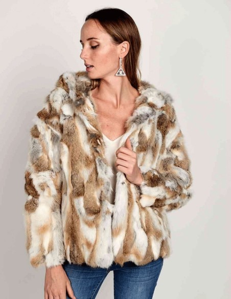 Rabbit fur jacket with hood