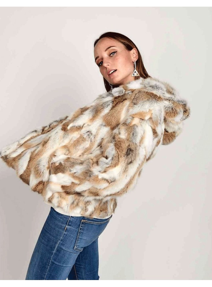 Rabbit fur jacket with hood