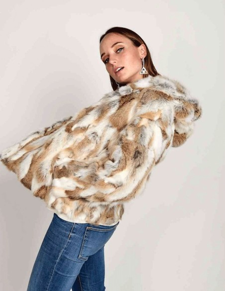 Rabbit fur jacket with hood