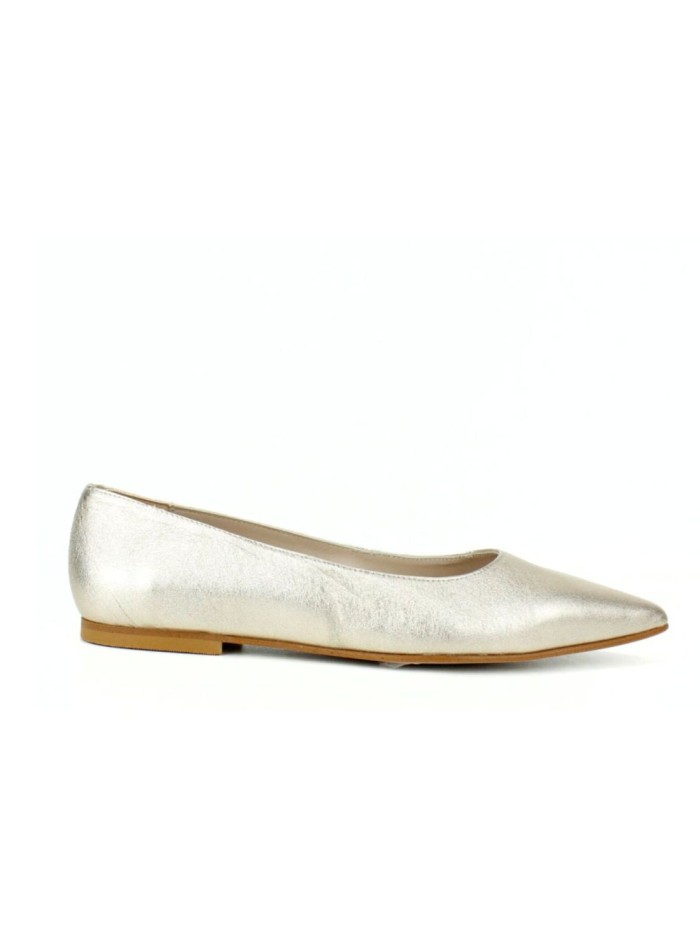 Ballerine en cuir métallisé à bout pointu