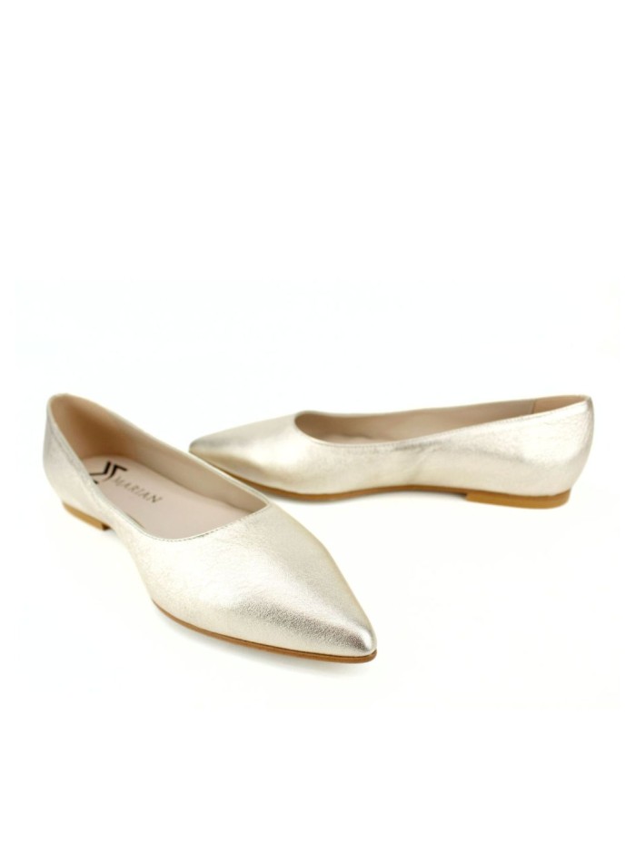 Ballerine en cuir métallisé à bout pointu