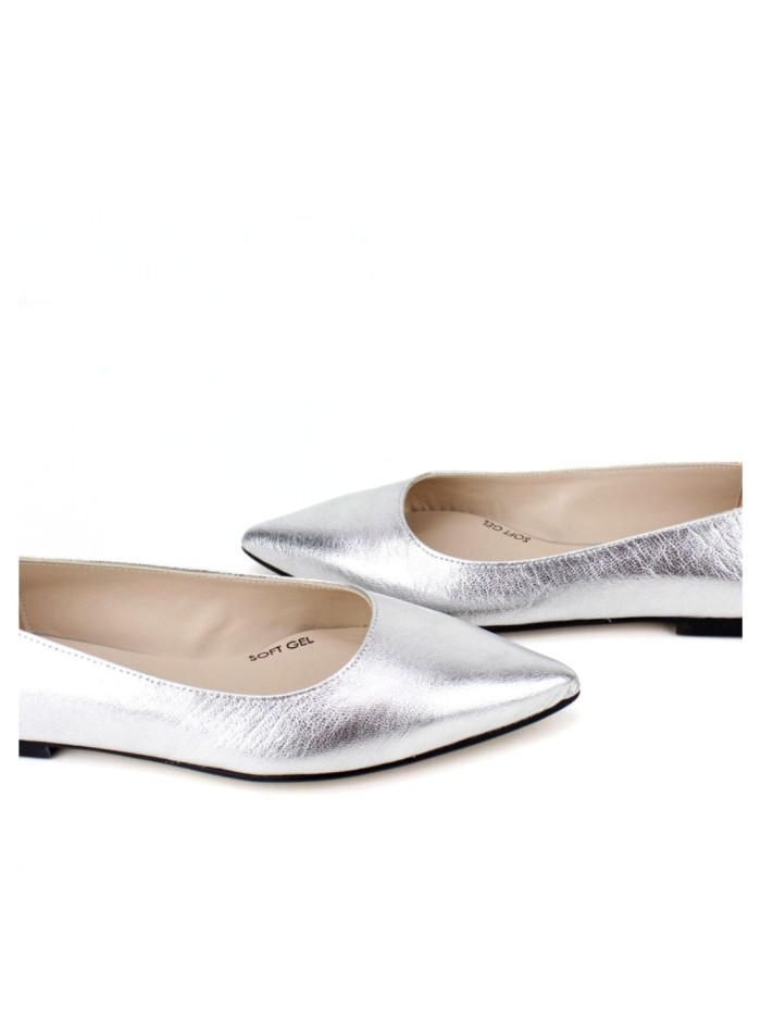 Ballerine en cuir métallisé à bout pointu