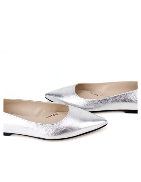 Ballerine en cuir métallisé à bout pointu