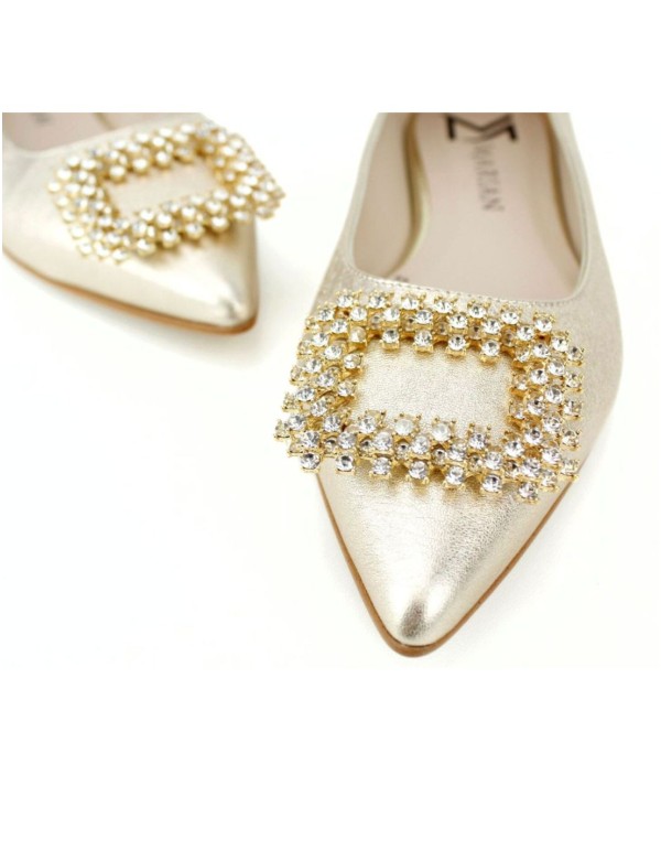 Ballerina flat with decorative detail and metallic finish 2