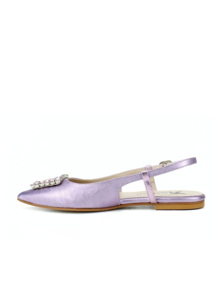 Lilac ballerina pumps with jewel and metalized finish