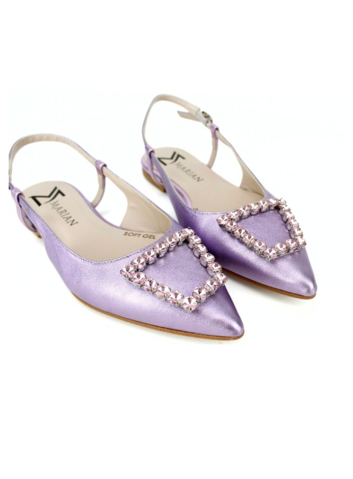 Ballerines lilas avec finition bijou et métallique