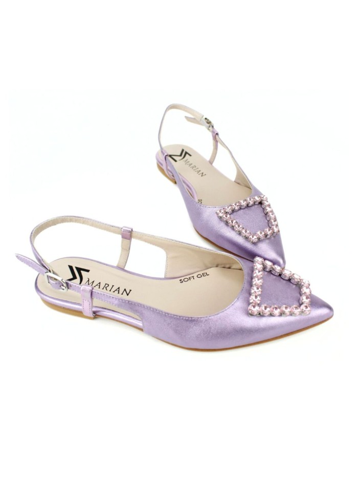 Lilac ballerina pumps with jewel and metalized...