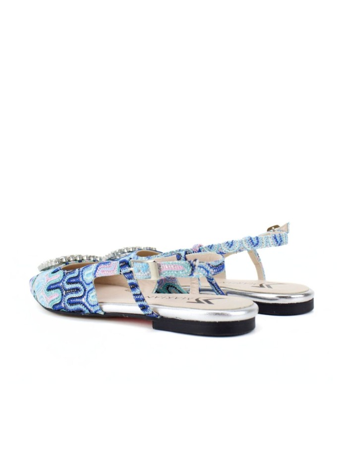 Ballerina pumps with printed fabric and jeweled...