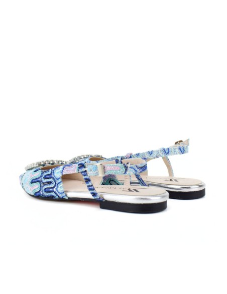 Ballerines en tissu imprimé avec application de bijoux