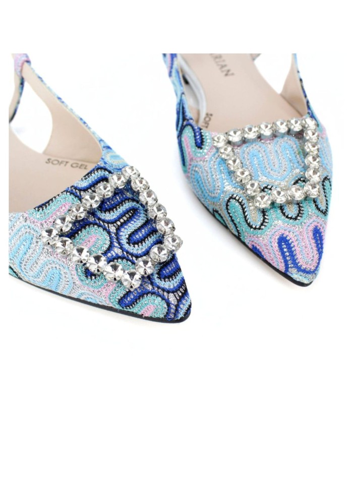 Ballerines en tissu imprimé avec application de...