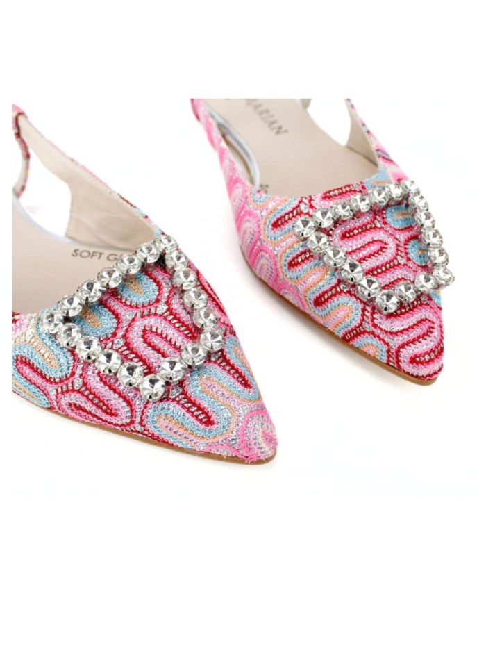 Ballerines en tissu imprimé avec application de...