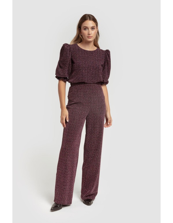 Pantalon long imprimé Lurex