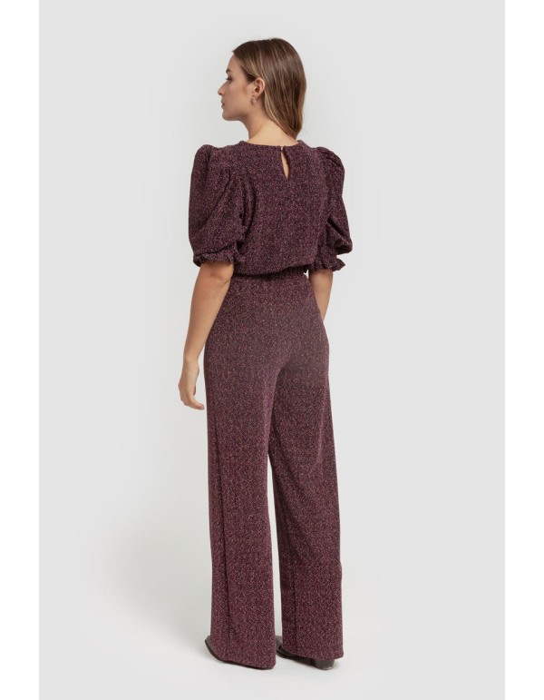 Pantalón largo de fiesta estampado lúrex para ocasiones especiales 2