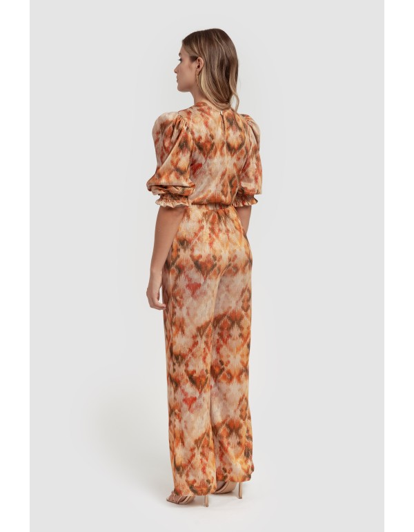 Blusa punto lúrex naranja con mangas abullonadas 2