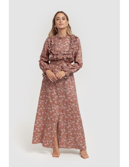Vestido casual flor marron DENA
