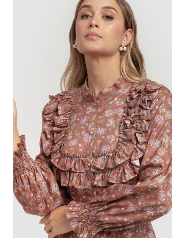 Vestido casual flor marron DENA 2