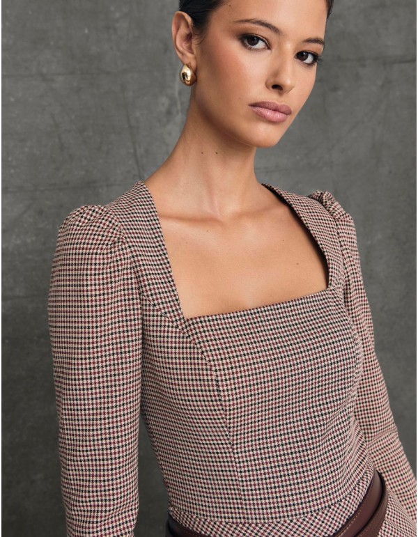 Midi dress with square neckline and flared skirt 2