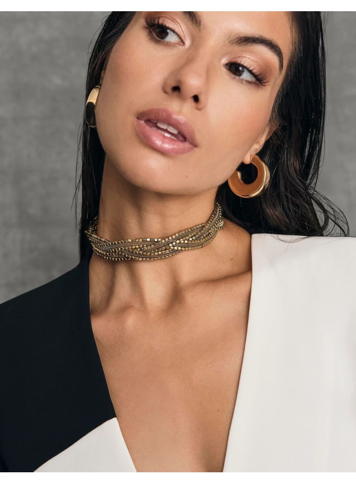 Blazer de fiesta bicolor con cierre de botón