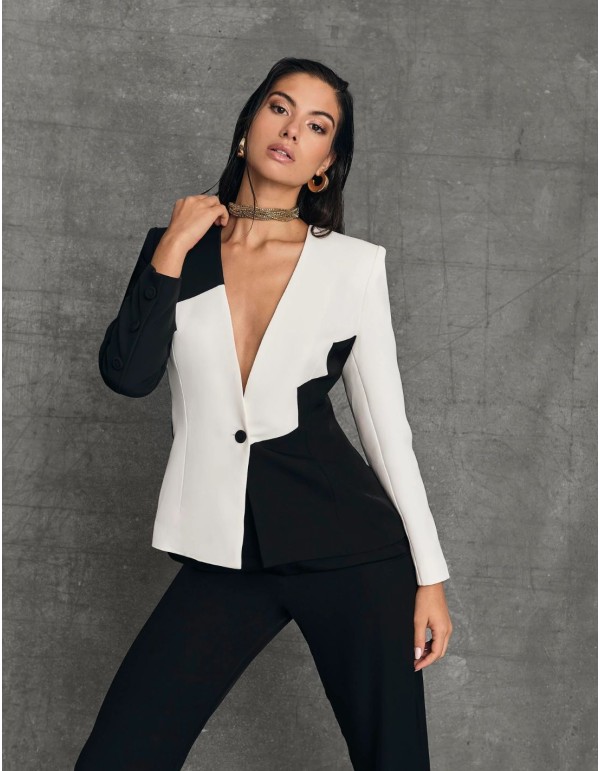 Blazer de soirée bicolore avec fermeture à boutons