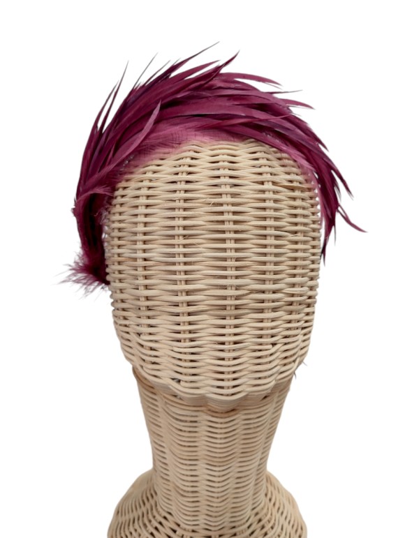 Handmade headband with garnet goose feathers for guests