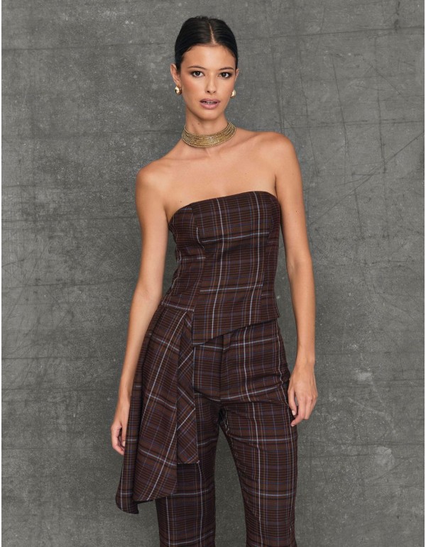 Printed strapless top Glen