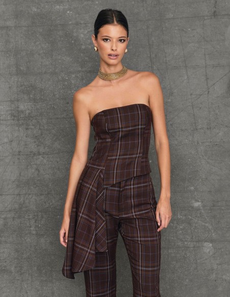 Printed strapless top Glen