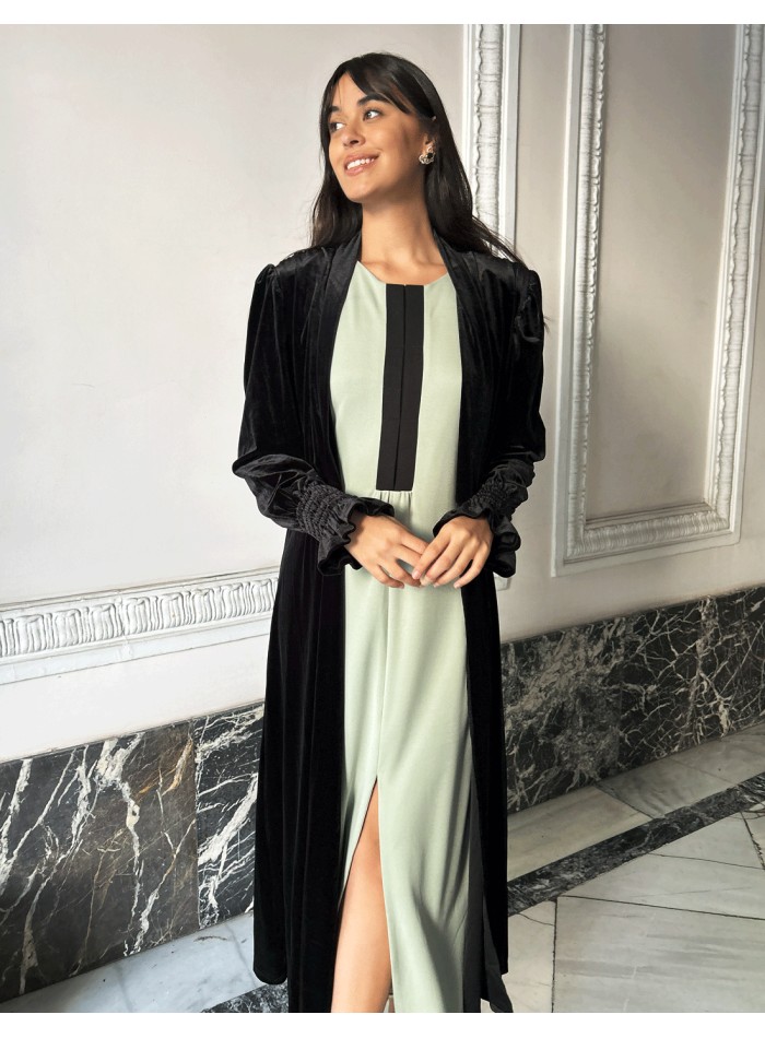 Kimono para invitada de terciopelo de alta calidad negro