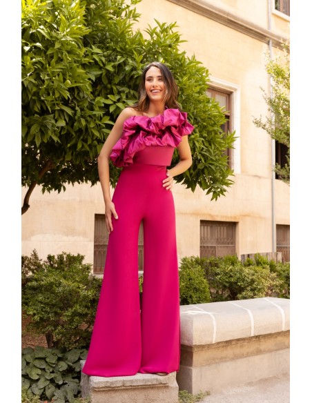 Ready bell-bottom long pants with high rise