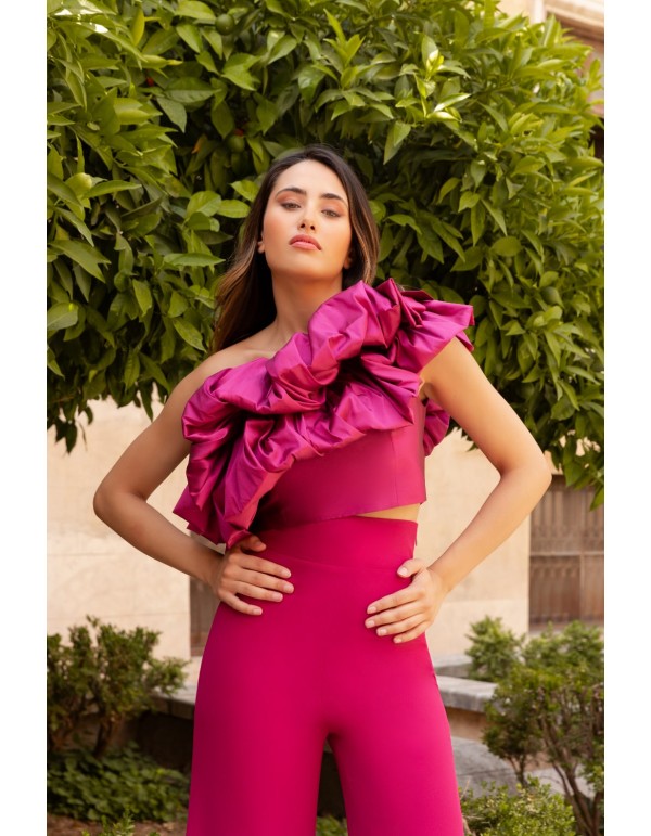 Party top with detachable ruffled flounce