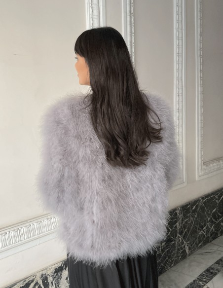Chaqueta de pluma de avestruz - gris