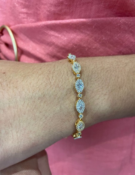 Bracelet réglable en zirconium plaqué or