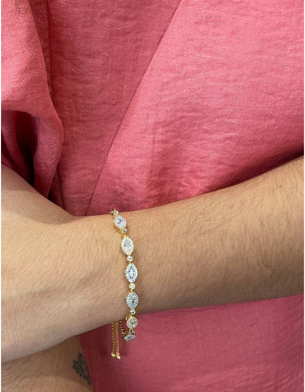 Bracelet réglable en zirconium plaqué or