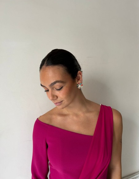 Multicolor earrings with semiprecious stones