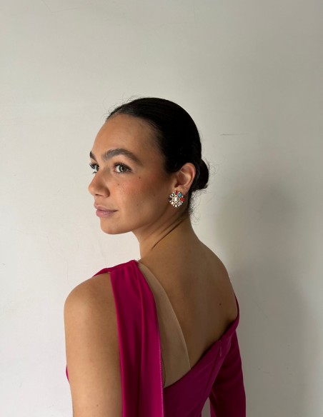 Multicolor earrings with semiprecious stones