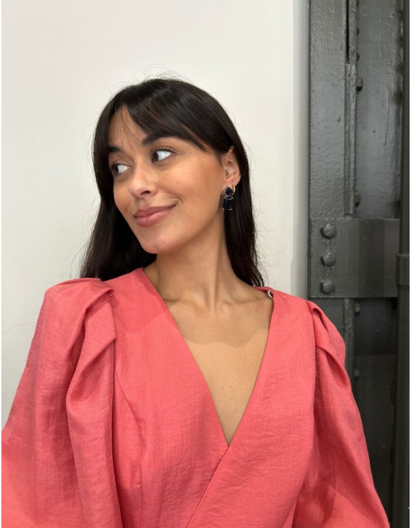 Pendientes de cristal cuadrado azul 2