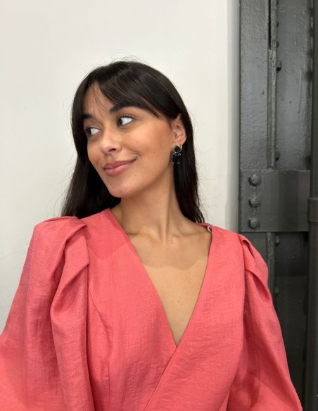 Blue square crystal earrings