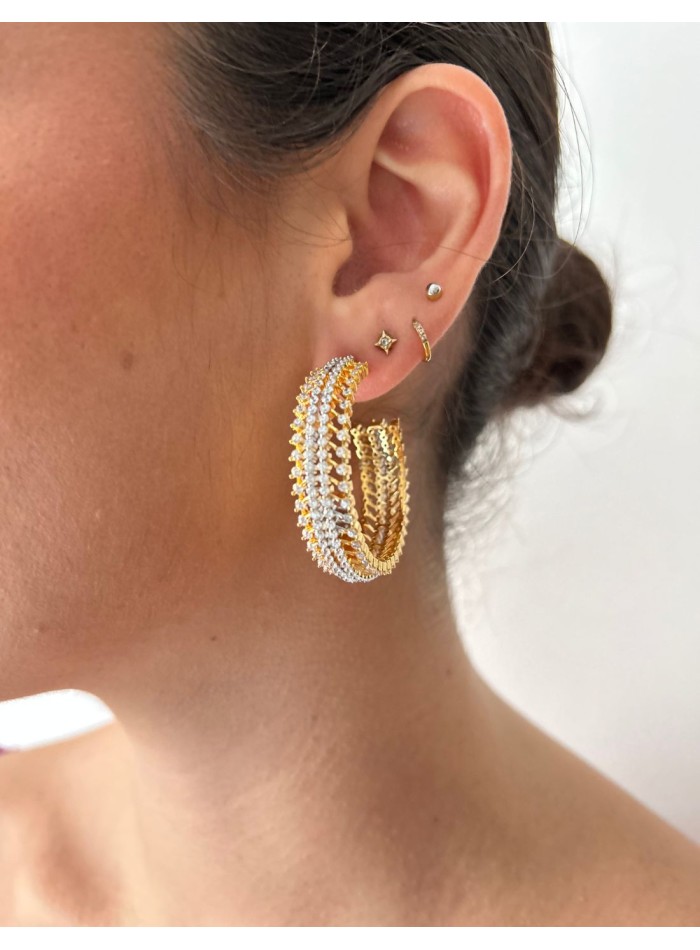 Large zirconia hoop earrings