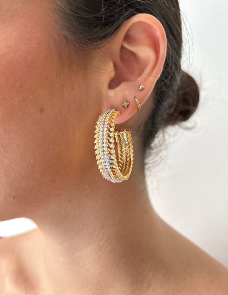 Large zirconia hoop earrings